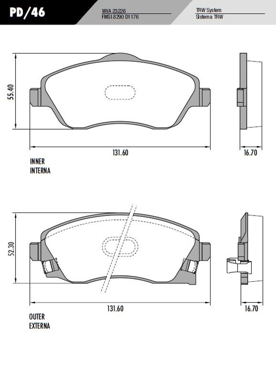 Pastilha de Freio Dianteira Jogo Automotivo - Fras-le - PD/46 - Jogo