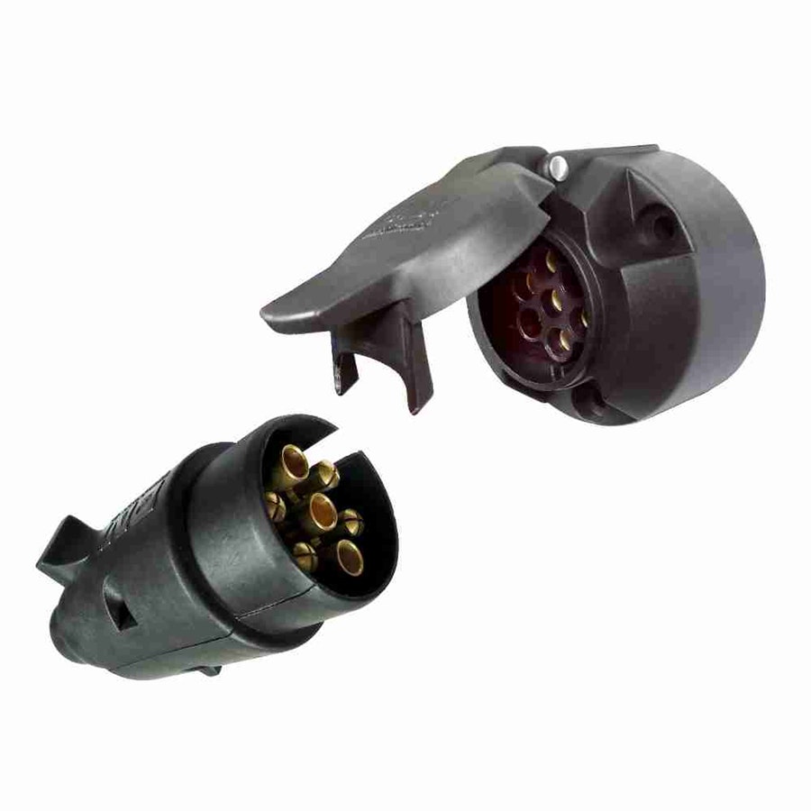 Tomada de Engate (Macho + Fêmea) Redonda 7 Polos Polarizada em Nylon - DNI - DNI 8374 - Unitário