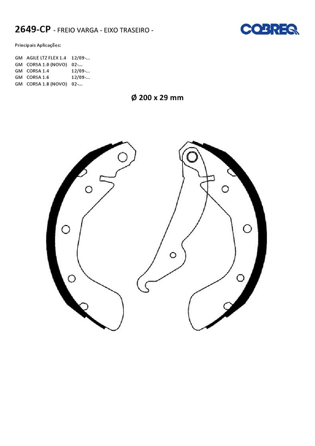 Jogo de Sapatas de Freio - Cobreq - 2649CP - Par