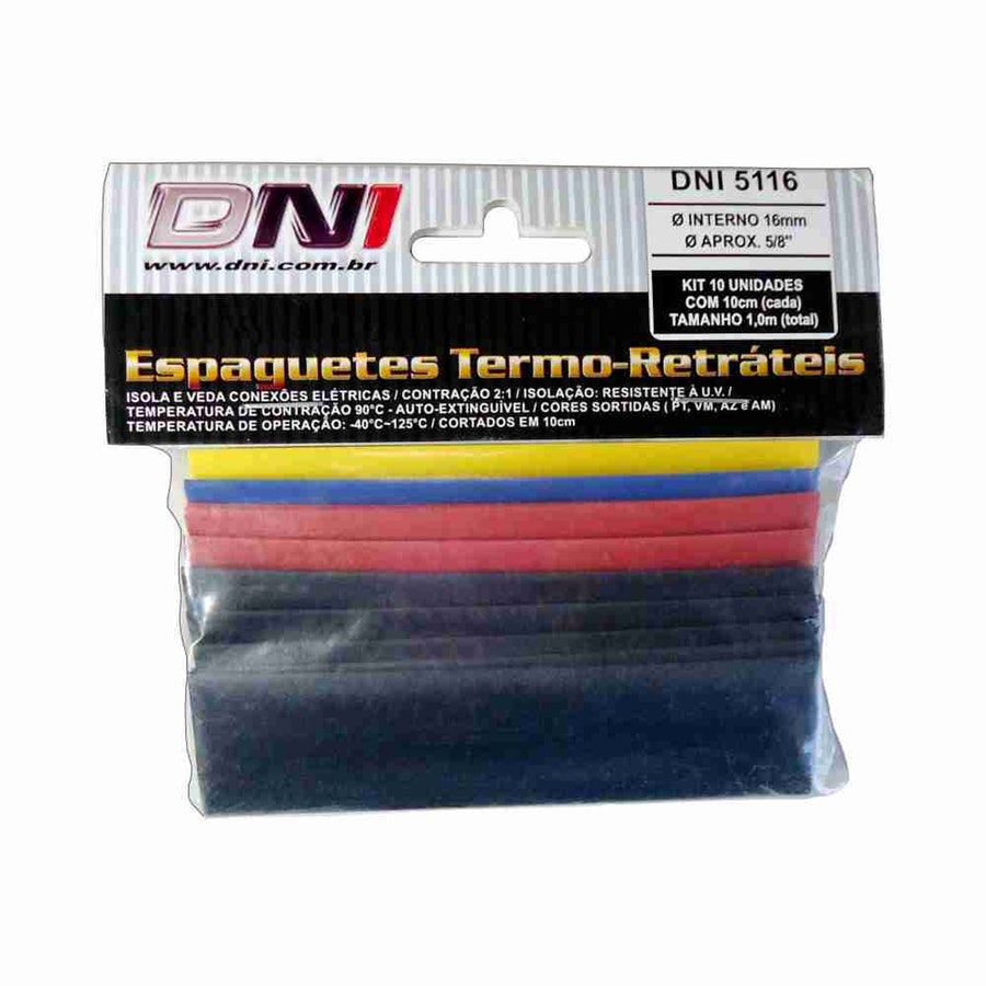 Espaguete Termo-Retrátil Ø16mm Contração 2:1 Kit com 10 - DNI - DNI 5116 - Unitário