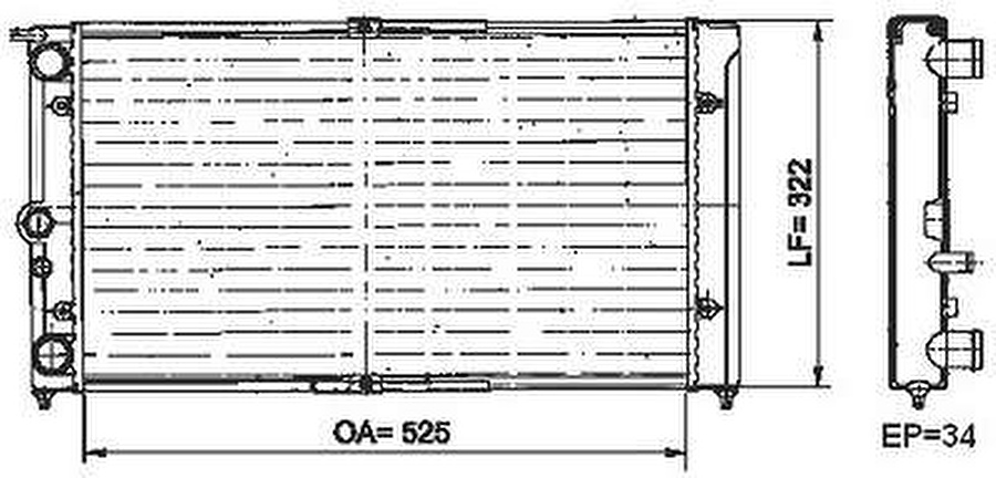 Radiador de Resfriamento para Ford Royale / Versailles / Volkswagen Quantum / Santana - Valeo - 6TA021A - Unitário