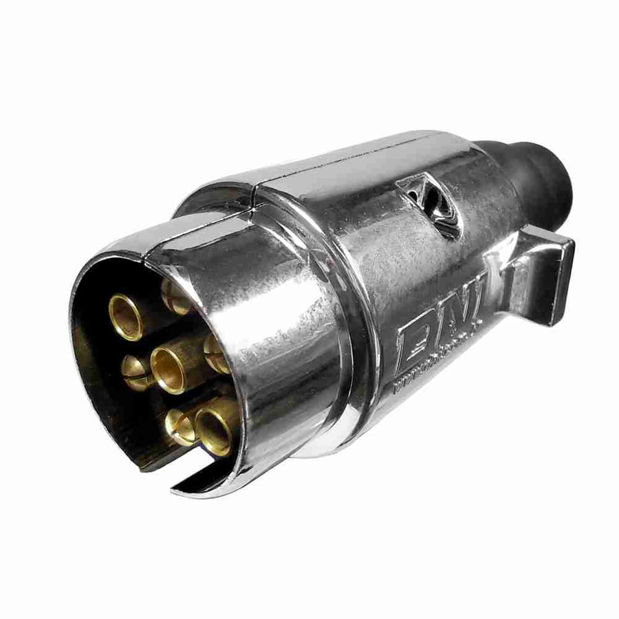 Tomada de Engate Macho (Móvel) Redonda 7 Polos Polar Cromada em Nylon - DNI - DNI 8379 - Unitário