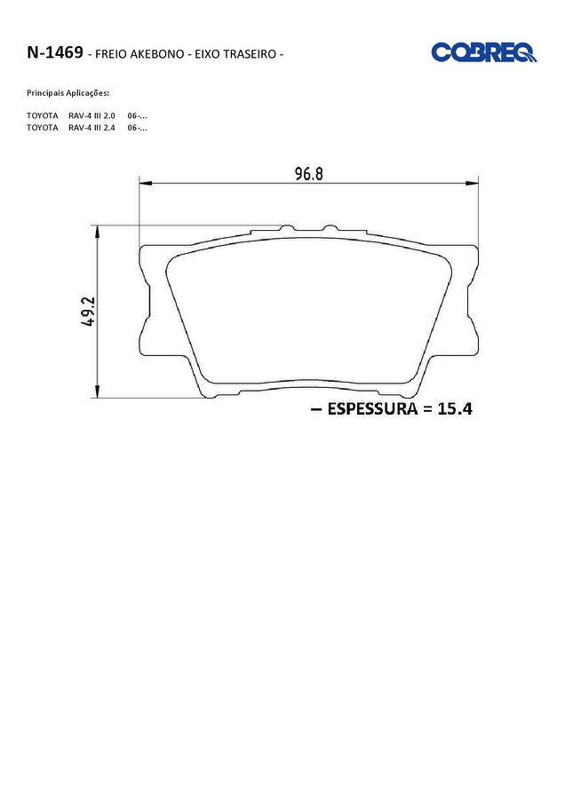 Pastilha de Freio Traseira - Cobreq - N-1469 - Jogo