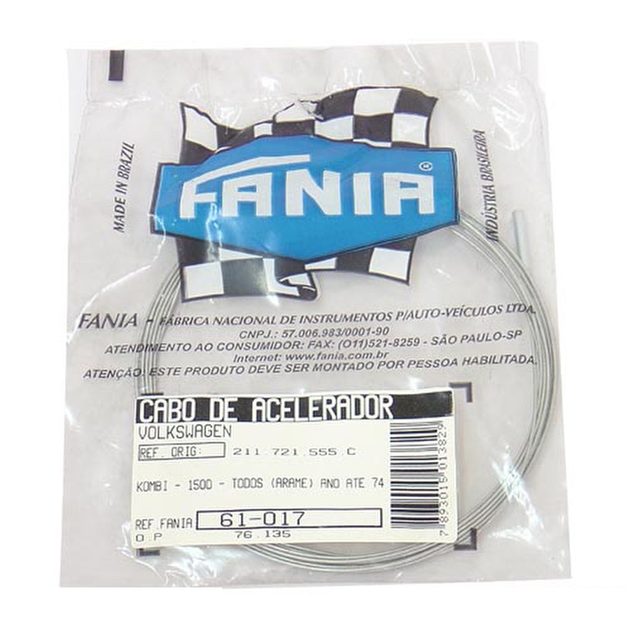 Cabo do Acelerador - Fania - 61-017 - Unitário