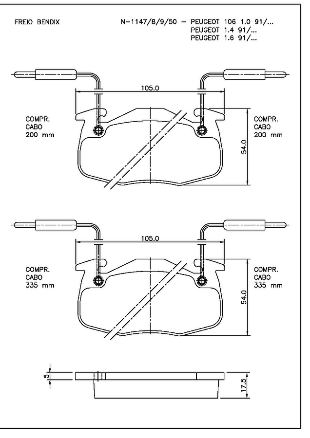 Pastilha de Freio Dianteira - Cobreq - N-1147 - Jogo