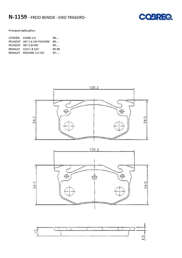 Pastilha de Freio Traseira - Cobreq - N-1159 - Jogo