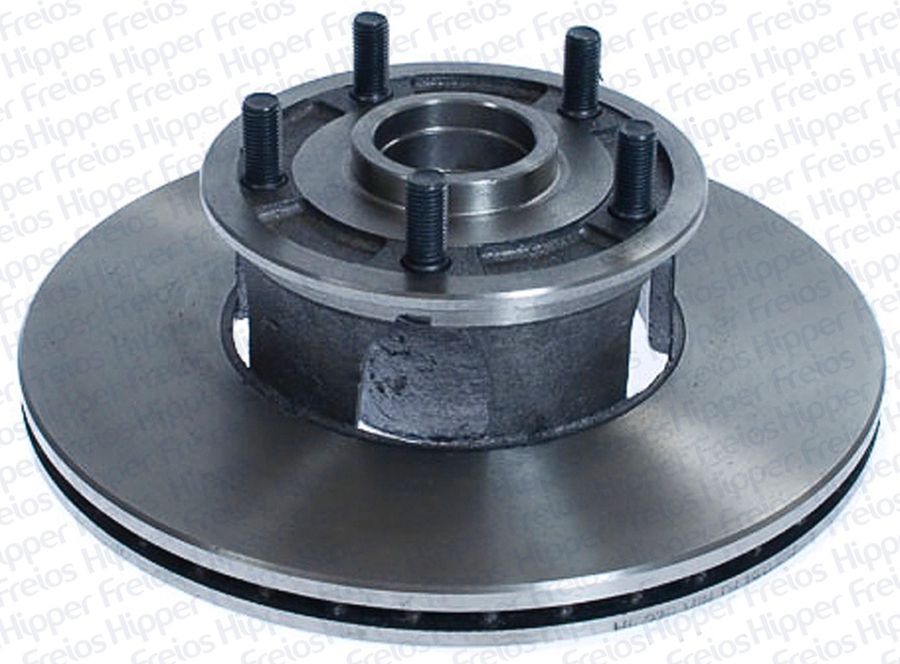 Disco de Freio Ventilado Dianteiro com Cubo 268mm 5 Furos - Hipper Freios - HF 27B - Par