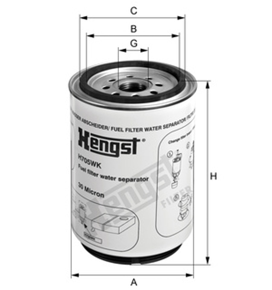 Elemento Filtro Combustível - Hengst - H705WK - Unitário