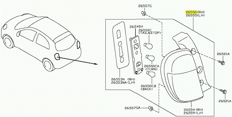 Lanterna - Original Nissan - 265509LE0B - Unitário