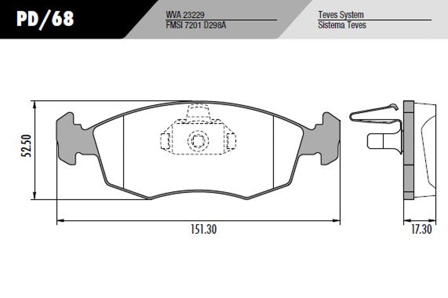 Pastilha de Freio Dianteira Jogo Automotivo - Fras-le - PD/68 - Jogo
