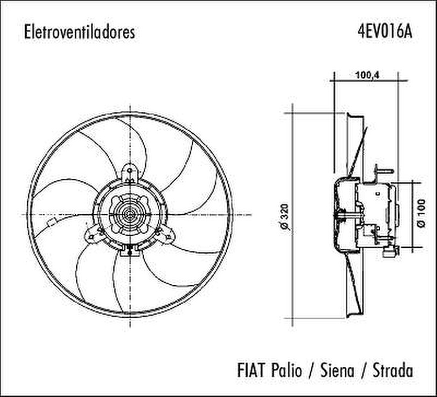 Eletroventilador para Fiat Palio / Siena com Ar Condicionado - 150 W - Valeo - 4EV016A - Unitário
