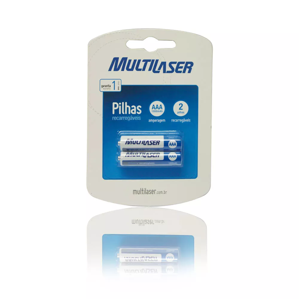 Pilhas Recarregaveis AAA 1000mAH com 2 Unidades - Multilaser - CB051 - Unitário