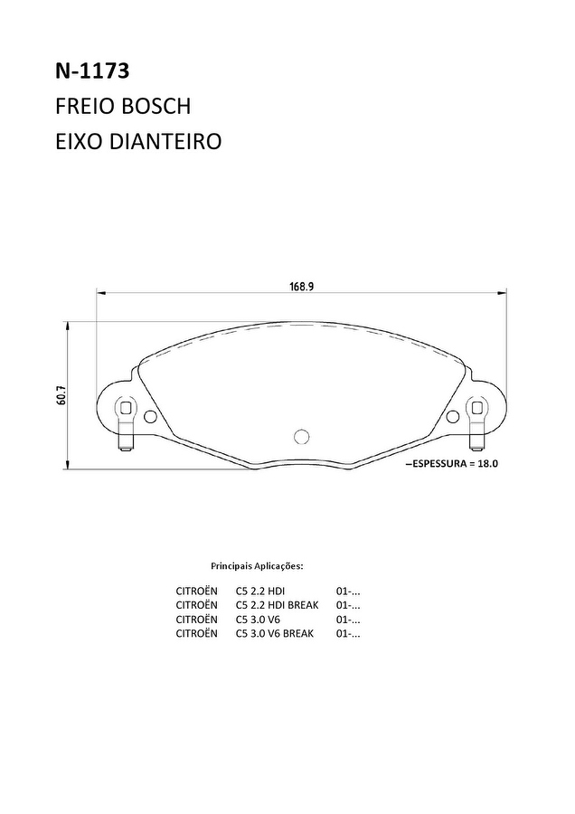 Pastilha de Freio Dianteira - Cobreq - N-1173 - Jogo