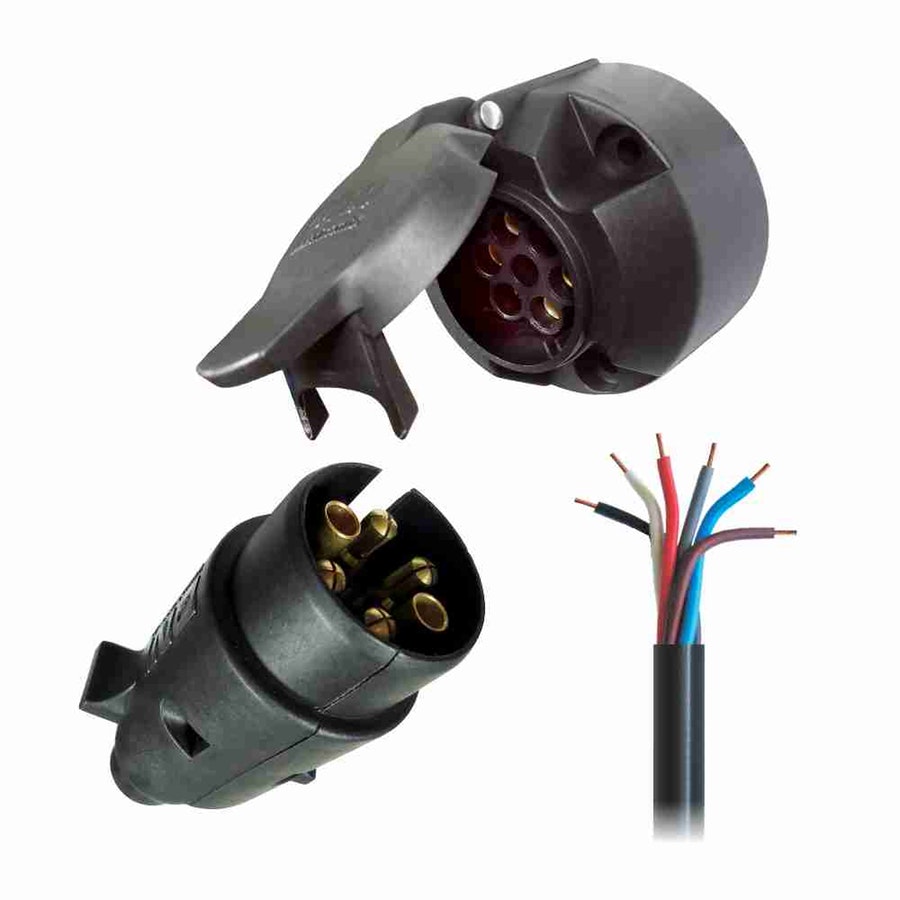 Kit Cabo Pp 6 Vias de 1mm2+Conjunto Tomada de Engate (Macho+Fêmea) Redonda 6 Polos Polarizada Nylon - DNI - DNI 8359 - Unitário