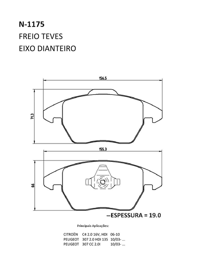 Pastilha de Freio Dianteira - Cobreq - N-1175 - Jogo