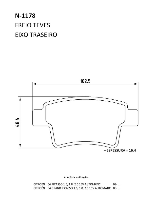 Pastilha de Freio Traseira - Cobreq - N-1178 - Jogo
