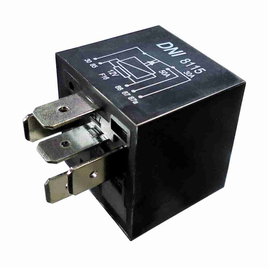Relé Auxiliar c/ Resistor em Paralelo c/ Bobina Base Selada Hyundai/Kia/Caterpillar-12V 5 Terminais - DNI - DNI 8115 - Unitário