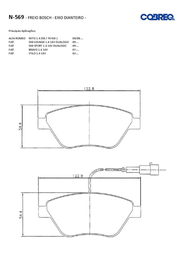 Pastilha de Freio Dianteira - Cobreq - N-569 - Jogo