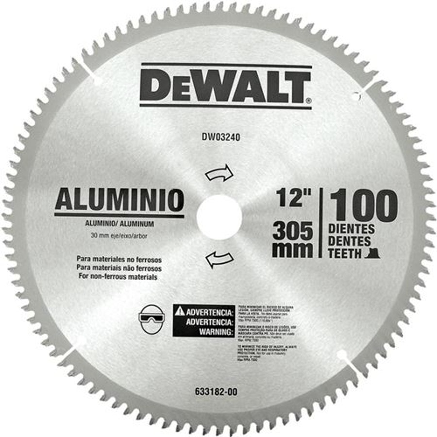 Lâmina Serra Circular 305x25mm 100 Dentes para Alumínio e Madeira - DeWalt - DW03240 - Unitário