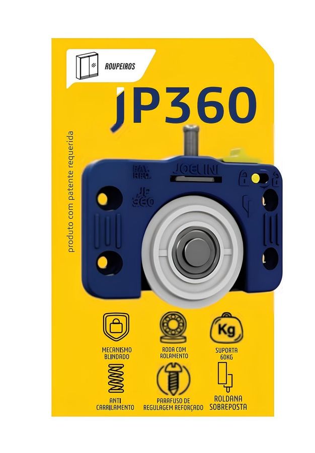Kit Sist Deslizante JP360 Porta Correr 60kg c/ amort Joelini