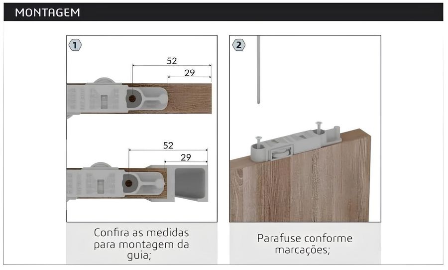 Kit Sist Deslizante JP360 Porta Correr 60kg c/ amort Joelini