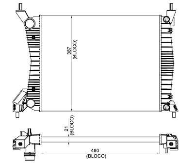 Radiador de Água para Fiat Fiorino / Grand Siena / Mobi / Palio / Uno - Visconde - 12543 - Unitário