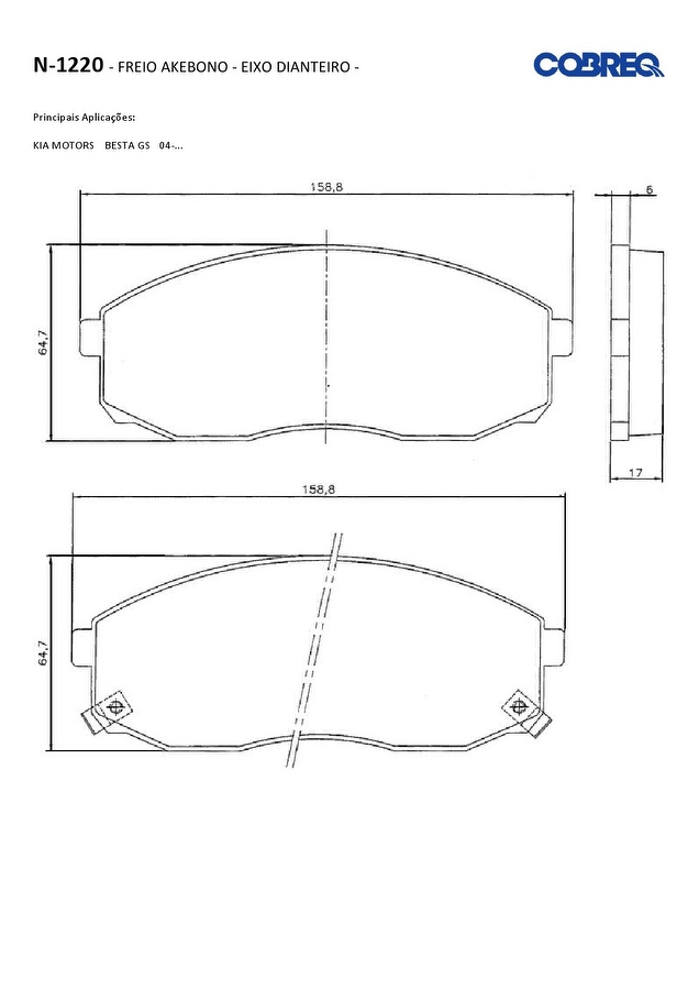 Pastilha de Freio Dianteira - Cobreq - N-1220 - Jogo