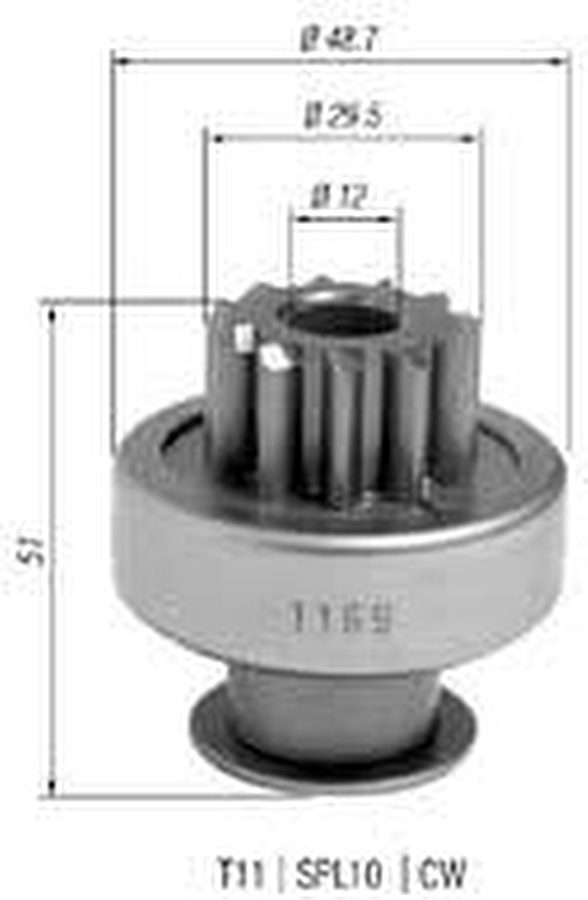 Impulsor de Partida do Motor de Arranque - Zen - 1169 - Unitário