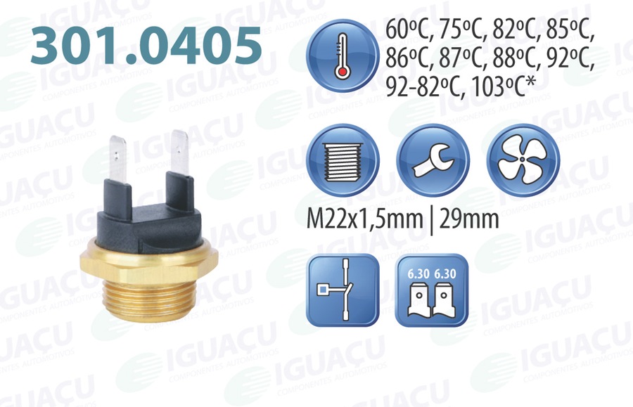 Interruptor Térmico do Radiador - Iguaçu - 301.0405-86 - Unitário