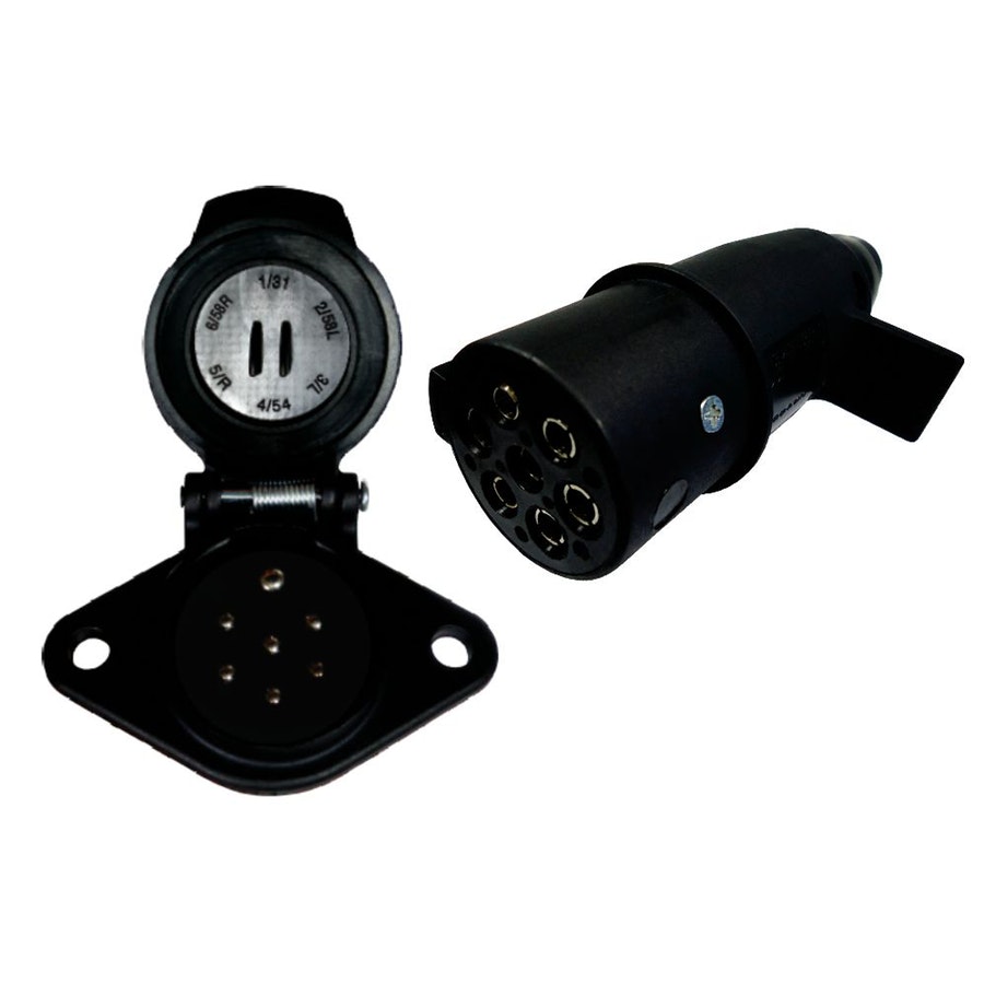Tomada de Engate 7 Polos Polarizada Nylon Macho e Fêmea Redonda 12V/24V - DNI - DNI 8311 - Unitário