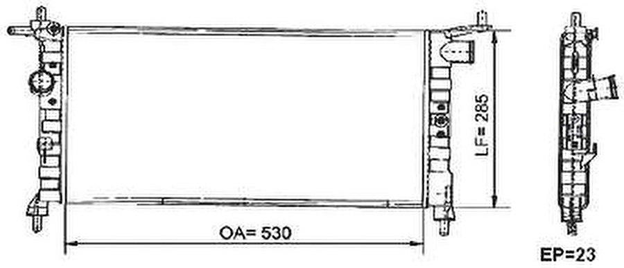 Radiador de Resfriamento Automotivo para Chevrolet Corsa Hatch Pick-up Sedan 285x530x23mm - Valeo - 6TA003A - Unitário