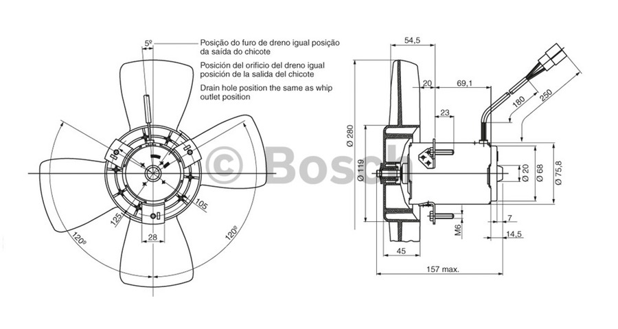 Motor de Arrefecimento Dpg 12V 100W - Bosch - 9130081058 - Unitário