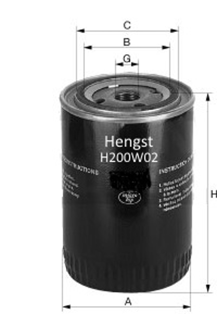 Elemento Filtro Óleo - Hengst - H200W02 - Unitário