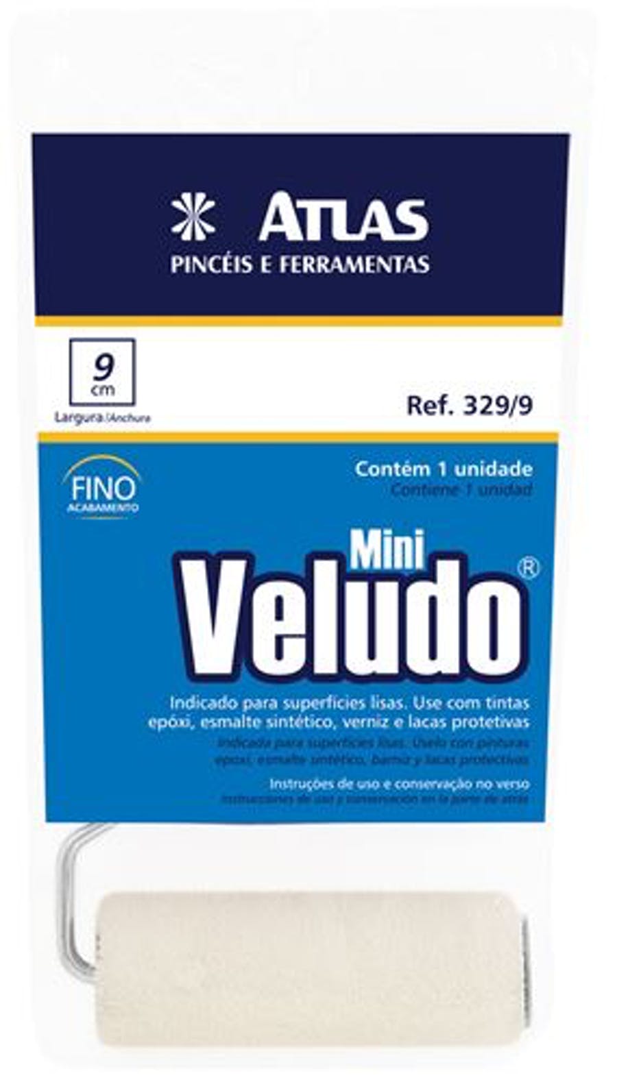 Rolo para Pintura 9cm com Garfo para Epóxi - Atlas - 329/9 - Unitário