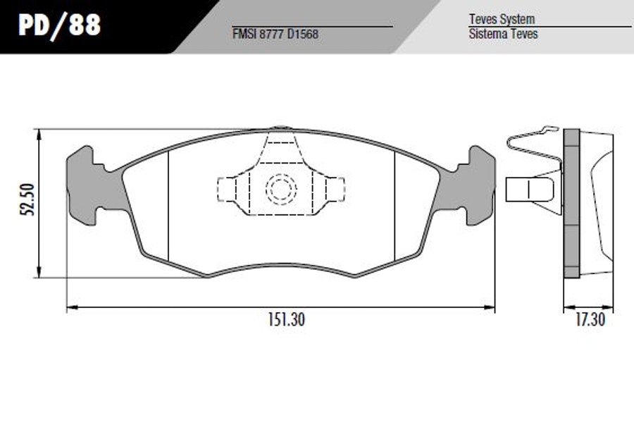 Pastilha de Freio Dianteira Jogo Automotivo - Fras-le - PD/88 - Jogo