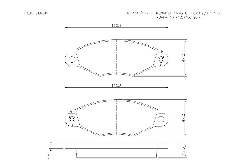 Pastilha de Freio Dianteira - Cobreq - N-446 - Jogo