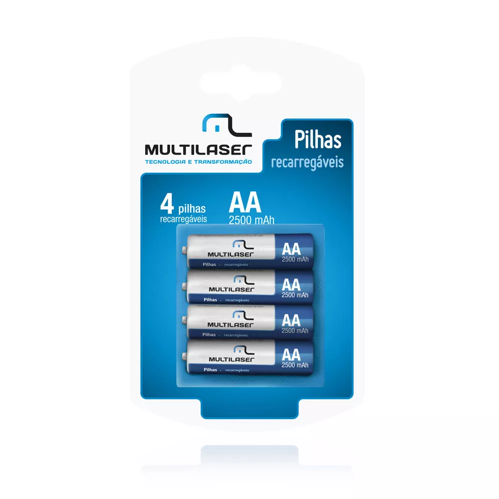 Pilhas Recarregaveis AA 2500mAH com 4 Unidades - Multilaser - CB052 - Unitário