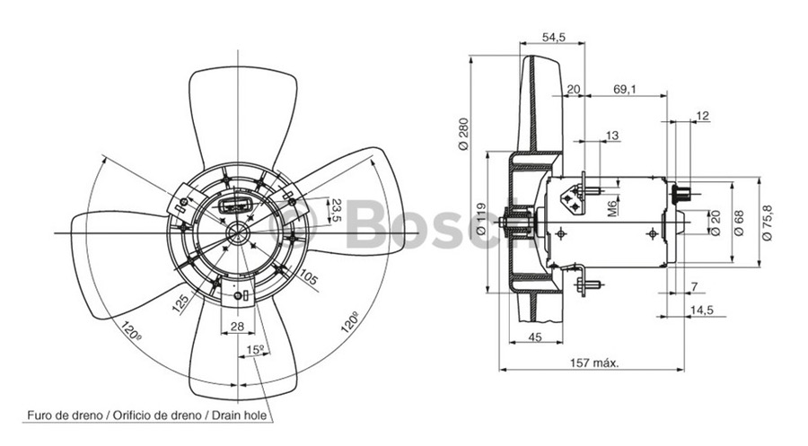Motor de Arrefecimento Dpg 12V 120W - Bosch - 9130081032 - Unitário