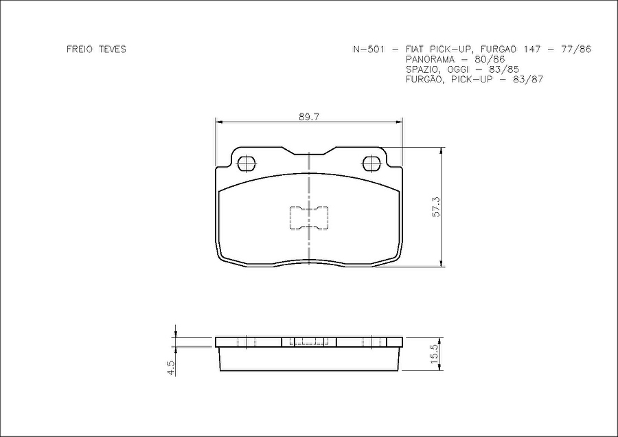 Pastilha de Freio Dianteira - Cobreq - N-501 - Jogo