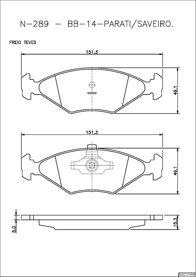 Pastilha de Freio Dianteira - Cobreq - N-289 - Jogo