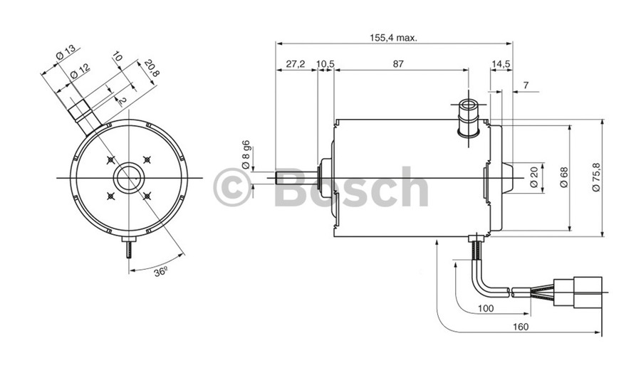 Motor Elétrico C.C. Dpg 24V 230W - Bosch - 9130081060 - Unitário