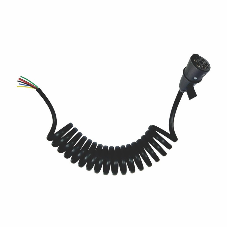 Chicote Elétrico Espiral De 6.5M - 7 Vias Com 1 Conector Macho - Tensão Até 1000V - DNI - DNI 8336 - Unitário