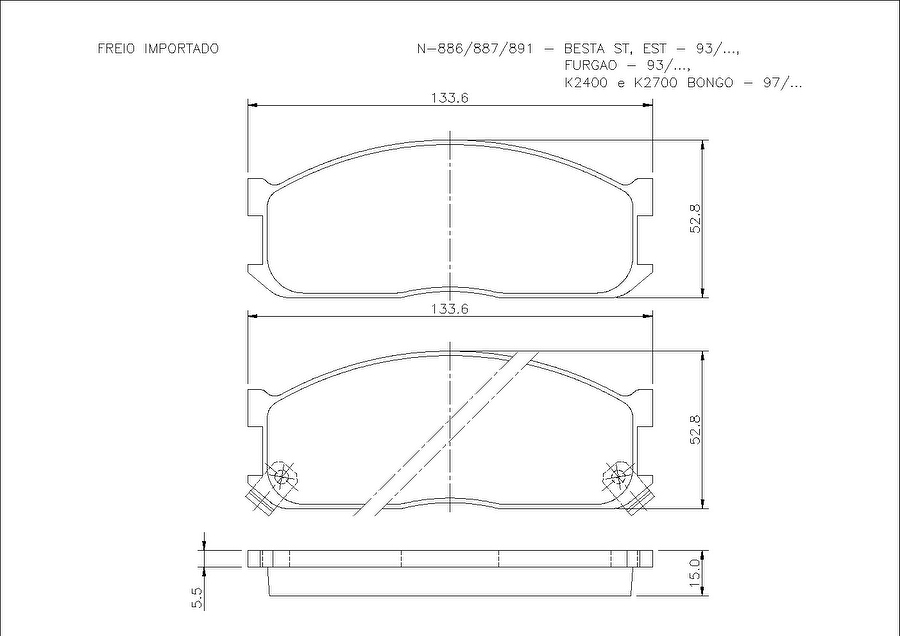 Pastilha de Freio Dianteira - Cobreq - N-886 - Jogo