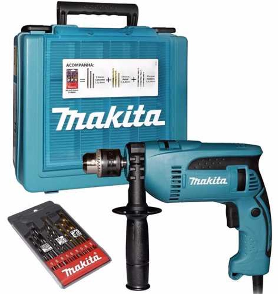 Furadeira de Impacto 1/2" 680W HP1640KX1 com Kit de 9 Brocas e Maleta - Makita - HP1640KX1-220V - Unitário