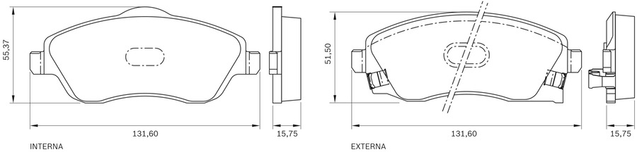 Pastilha de Freio - BB 0235/BB 46 - Bosch - 0986BB0270 - Jogo