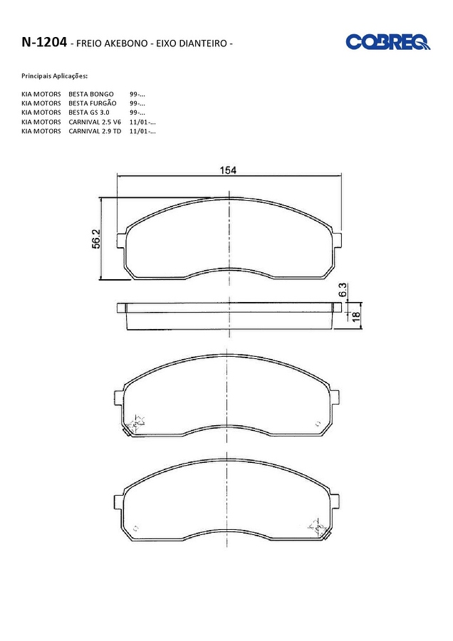 Pastilha de Freio Dianteira - Cobreq - N-1204 - Jogo