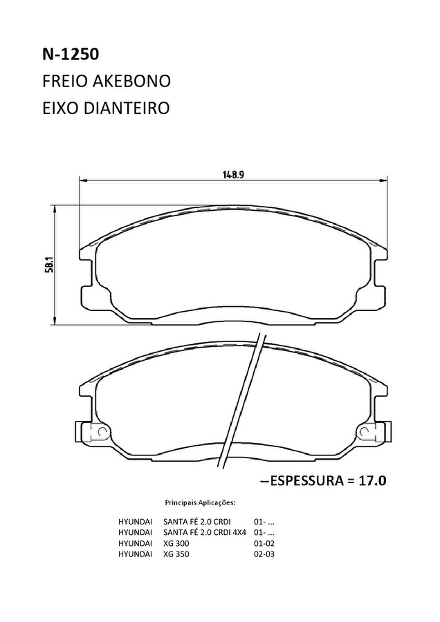 Pastilha de Freio Dianteira - Cobreq - N-1250 - Jogo