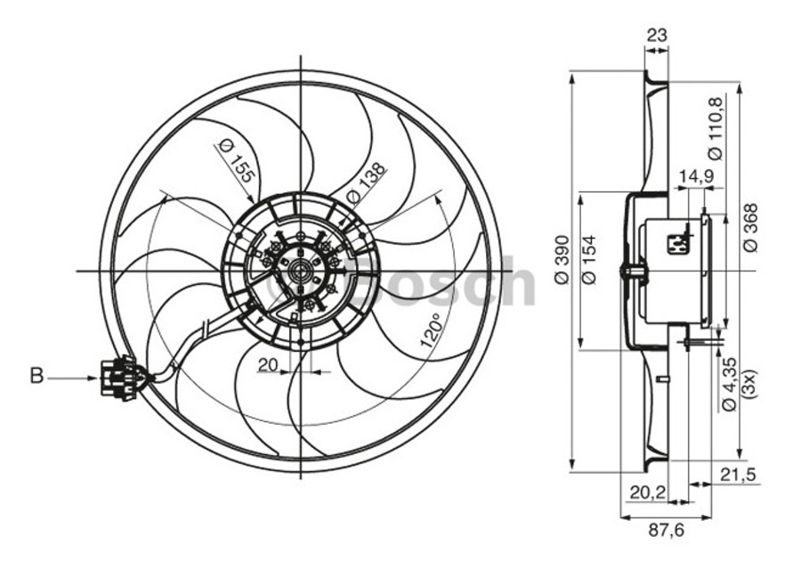 Motor de Arrefecimento C.C. Gpb 12V 350W - Bosch - F006KM0611 - Unitário