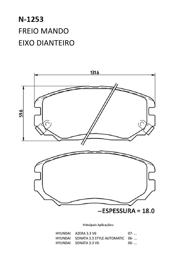 Pastilha de Freio Dianteira - Cobreq - N-1253 - Jogo