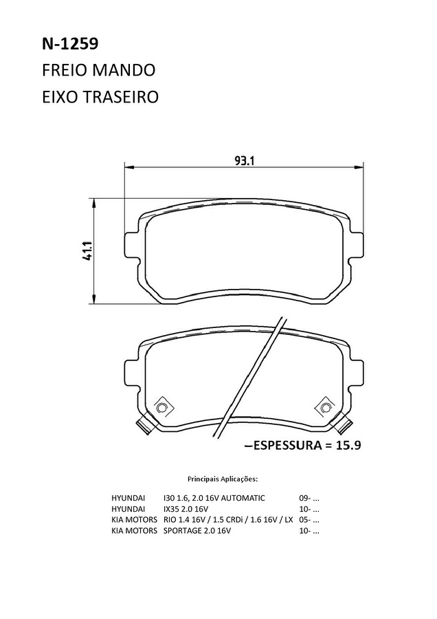 Pastilha de Freio Traseira - Cobreq - N-1259 - Jogo